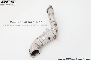 Maserati Ghibli 2.0T All SS304 Catless Downpipe With Heat Shield
